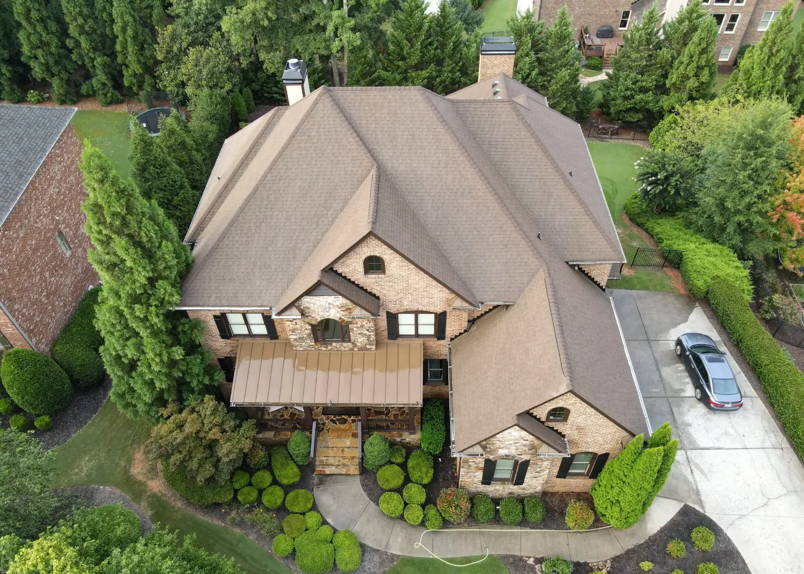 Before and after Soft Wash Roof Cleaning